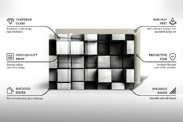 Placă din sticla protectie plita Fundal cu geometrie 3D
