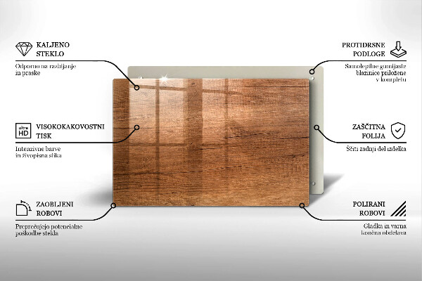 Placă sticla protectie aragaz Textura lemnului