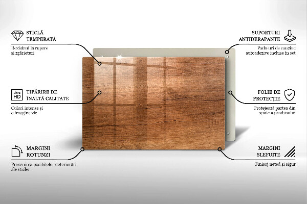 Placă sticla protectie aragaz Textura lemnului