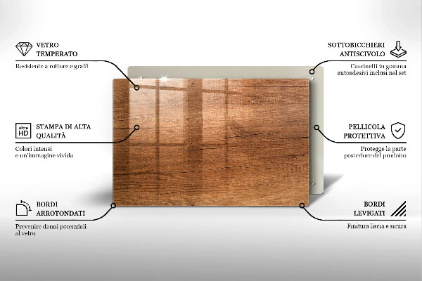 Placă sticla protectie aragaz Textura lemnului