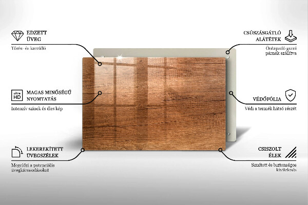 Placă sticla protectie aragaz Textura lemnului