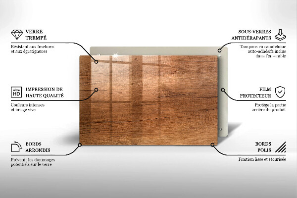 Placă sticla protectie aragaz Textura lemnului