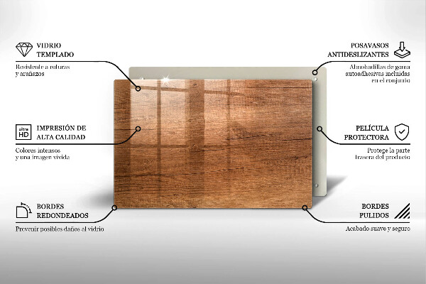 Placă sticla protectie aragaz Textura lemnului