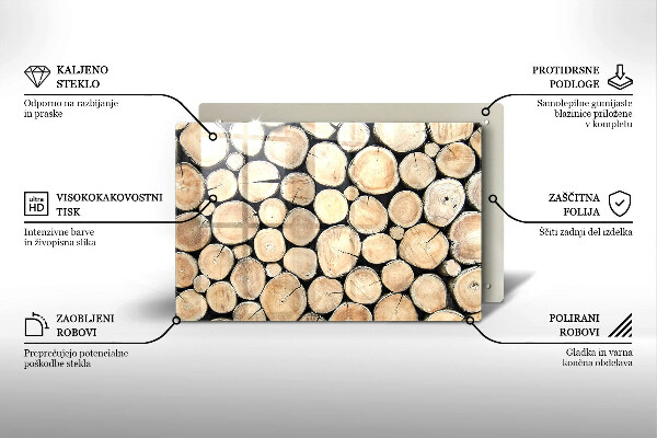 Placă sticla protectie aragaz Trunchiuri de copaci din lemn