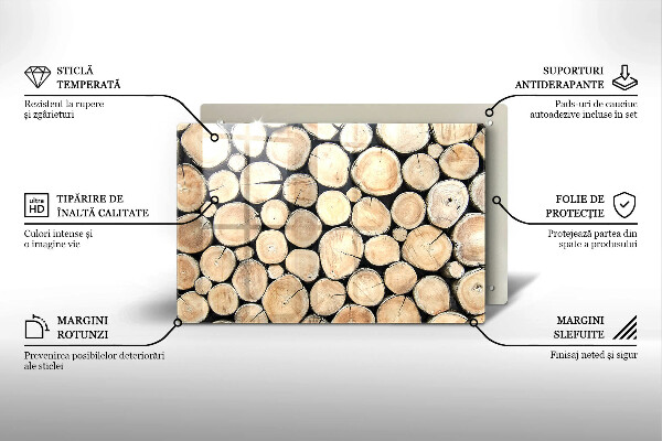 Placă sticla protectie aragaz Trunchiuri de copaci din lemn