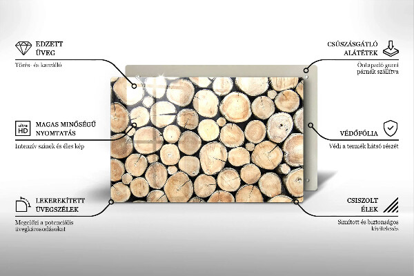 Placă sticla protectie aragaz Trunchiuri de copaci din lemn