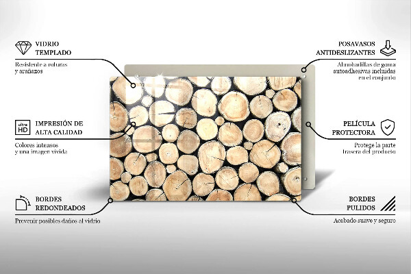 Placă sticla protectie aragaz Trunchiuri de copaci din lemn