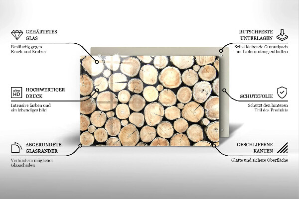 Placă sticla protectie aragaz Trunchiuri de copaci din lemn
