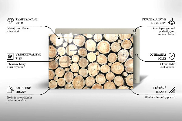 Placă sticla protectie aragaz Trunchiuri de copaci din lemn