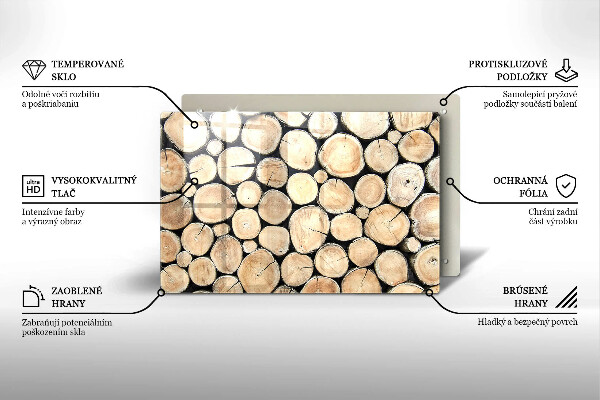 Placă sticla protectie aragaz Trunchiuri de copaci din lemn