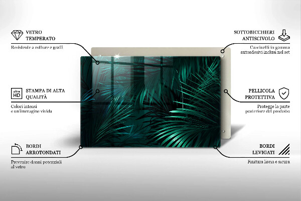 Placă din sticla protectie plita Frunze sălbatice ale junglei