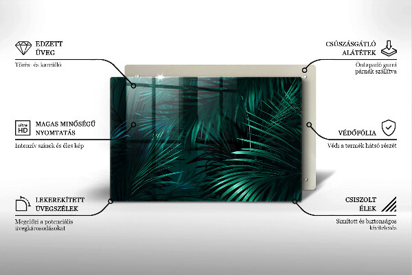Placă din sticla protectie plita Frunze sălbatice ale junglei