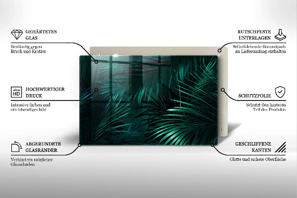 Placă din sticla protectie plita Frunze sălbatice ale junglei