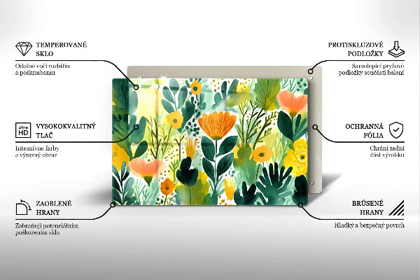 Placă din sticla protectie plita Flori pictate