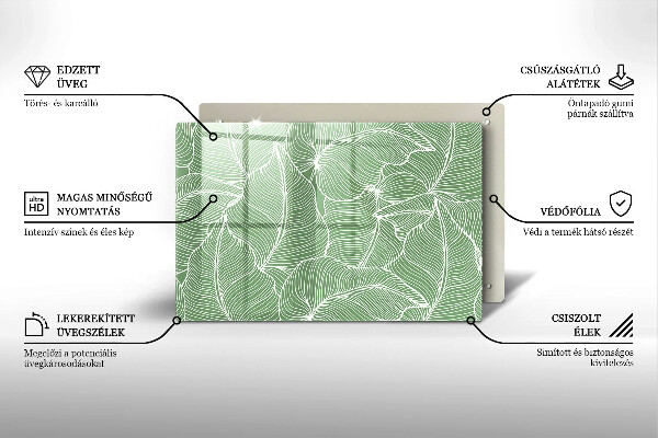 Placă din sticla protectie plita Frunze liniare