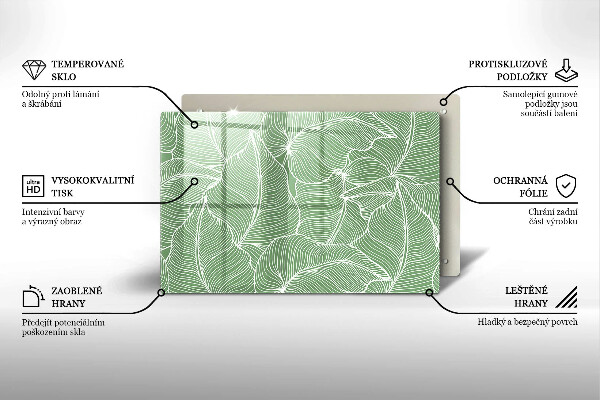 Placă din sticla protectie plita Frunze liniare