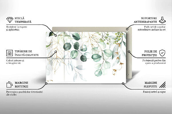 Placă din sticla protectie plita Plante pictate
