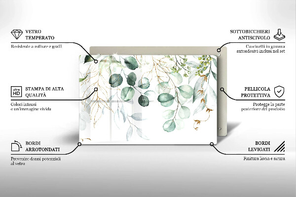 Placă din sticla protectie plita Plante pictate