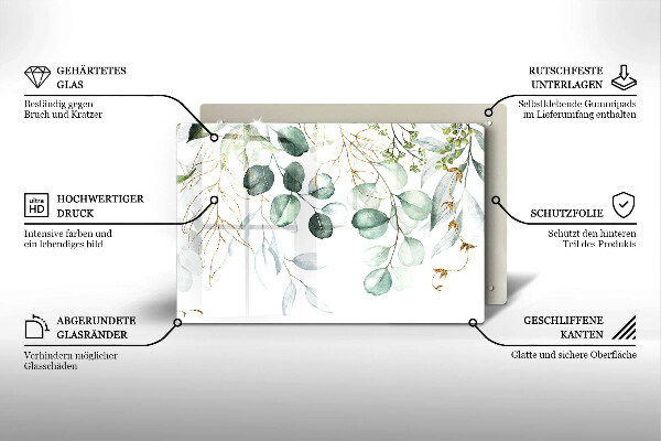 Placă din sticla protectie plita Plante pictate