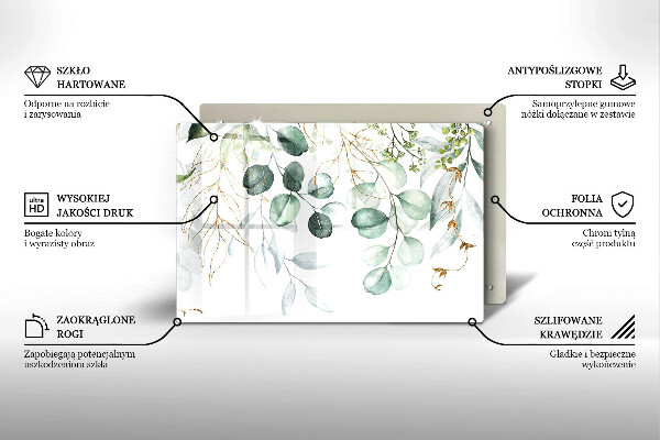 Placă din sticla protectie plita Plante pictate