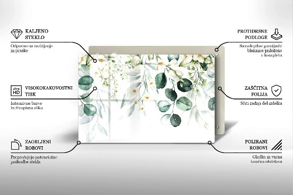 Placă din sticla protectie plita Plante acuarela