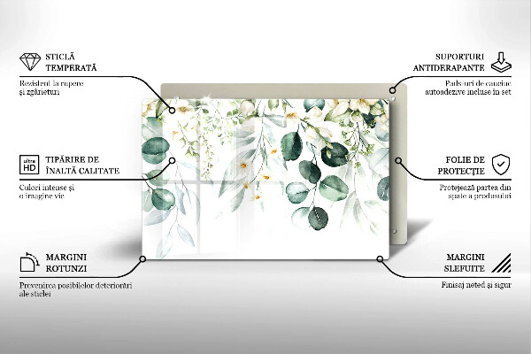 Placă din sticla protectie plita Plante acuarela