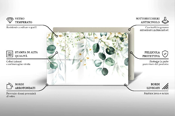 Placă din sticla protectie plita Plante acuarela