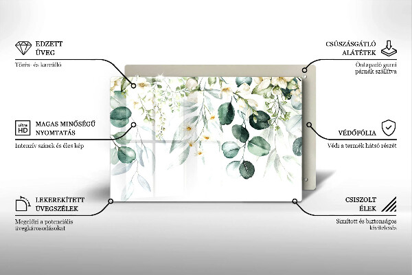 Placă din sticla protectie plita Plante acuarela
