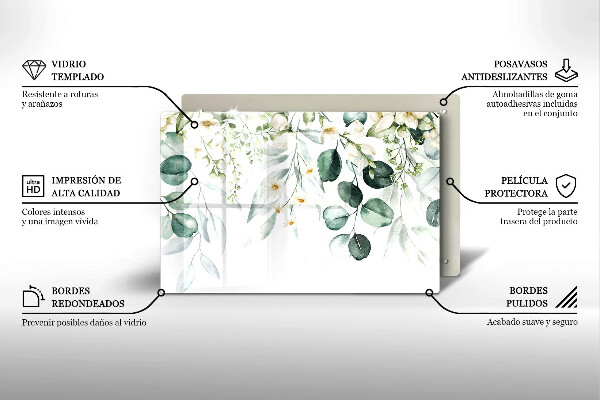 Placă din sticla protectie plita Plante acuarela