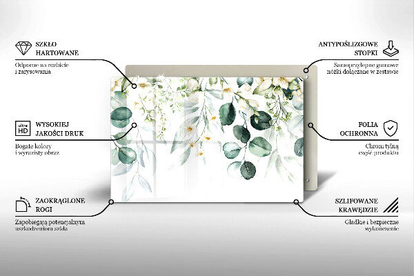 Placă din sticla protectie plita Plante acuarela