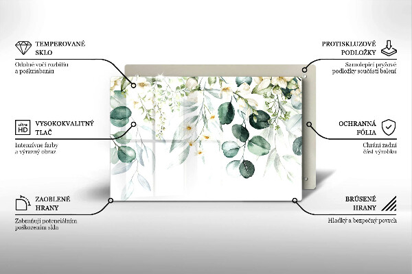 Placă din sticla protectie plita Plante acuarela