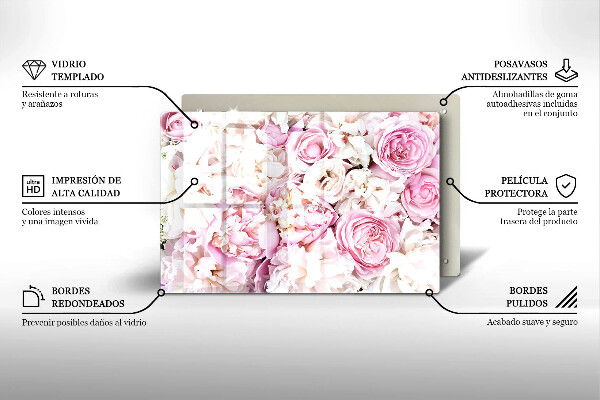 Placă sticla protectie aragaz Buchet de bujor