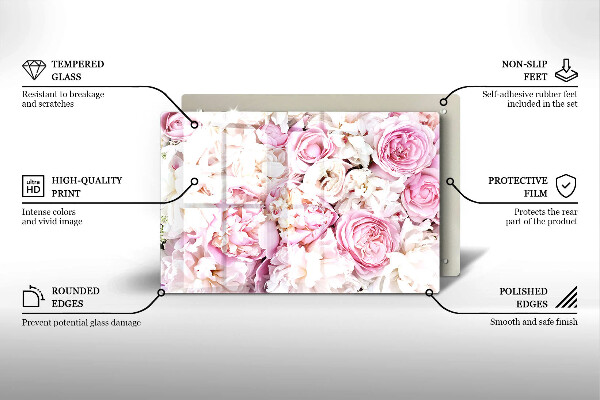 Placă sticla protectie aragaz Buchet de bujor