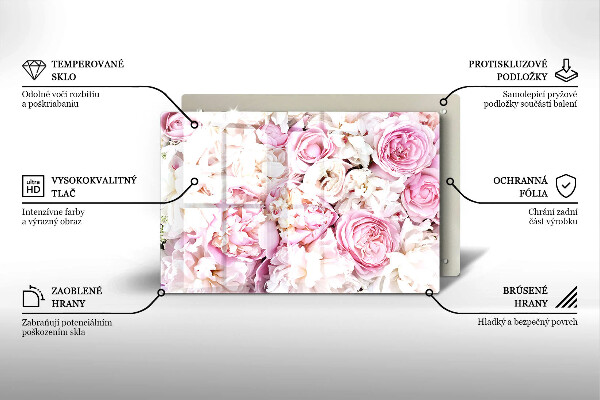 Placă sticla protectie aragaz Buchet de bujor