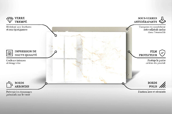 Placă sticla protectie aragaz Piatra de marmura eleganta