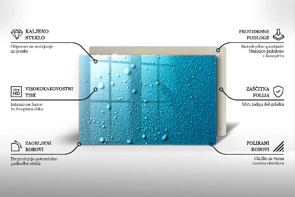 Placă sticla protectie aragaz Picaturi de apa