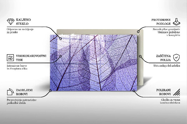 Placă sticla protectie aragaz Frunze cu vene