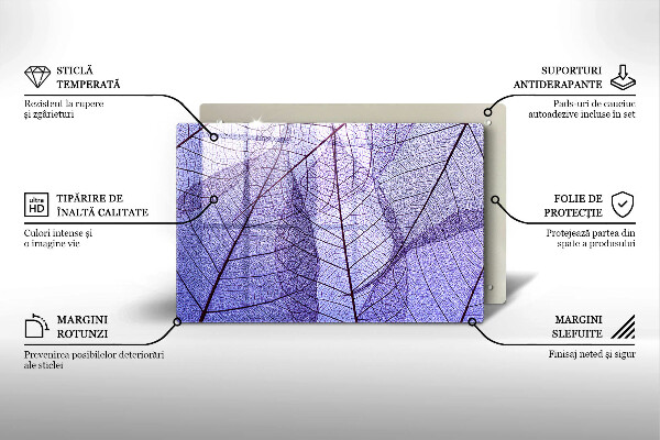 Placă sticla protectie aragaz Frunze cu vene