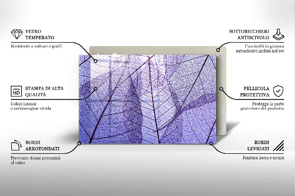 Placă sticla protectie aragaz Frunze cu vene