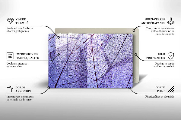 Placă sticla protectie aragaz Frunze cu vene