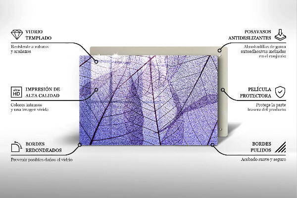 Placă sticla protectie aragaz Frunze cu vene