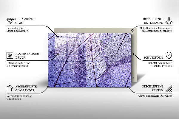 Placă sticla protectie aragaz Frunze cu vene