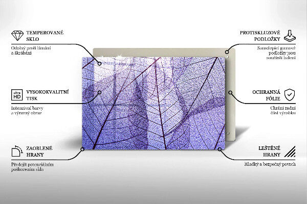 Placă sticla protectie aragaz Frunze cu vene