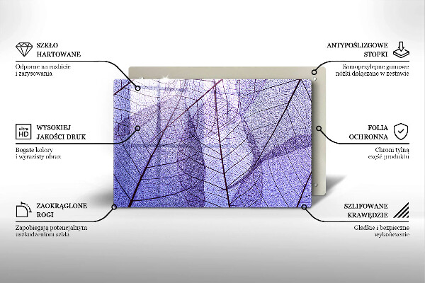 Placă sticla protectie aragaz Frunze cu vene