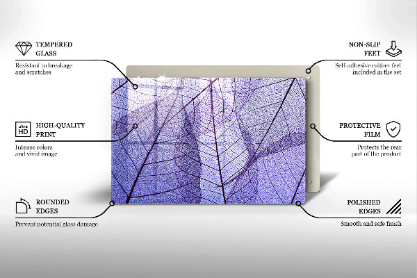 Placă sticla protectie aragaz Frunze cu vene