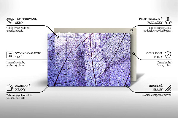 Placă sticla protectie aragaz Frunze cu vene