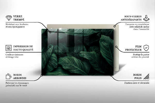 Placă sticla protectie aragaz Frunze întunecate