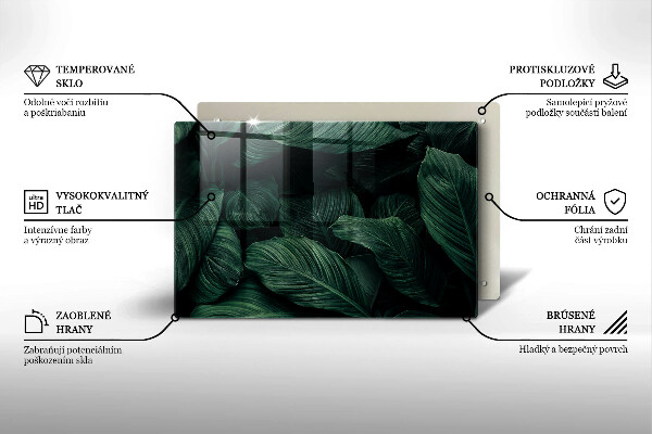 Placă sticla protectie aragaz Frunze întunecate