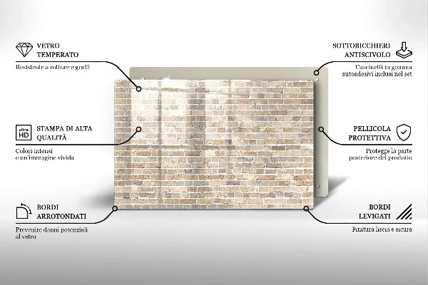 Placă sticla protectie aragaz Zid strălucitor de cărămidă