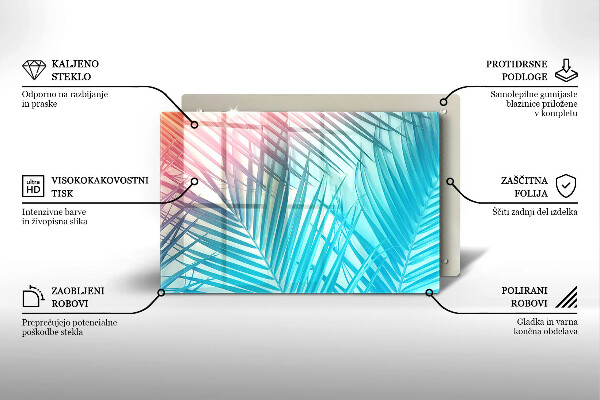 Placă din sticla protectie perete Frunze pastelate